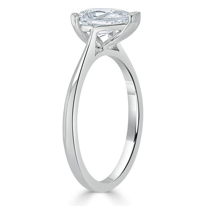 Pear Cut Lab Diamond Engagement Ring, Classic Style