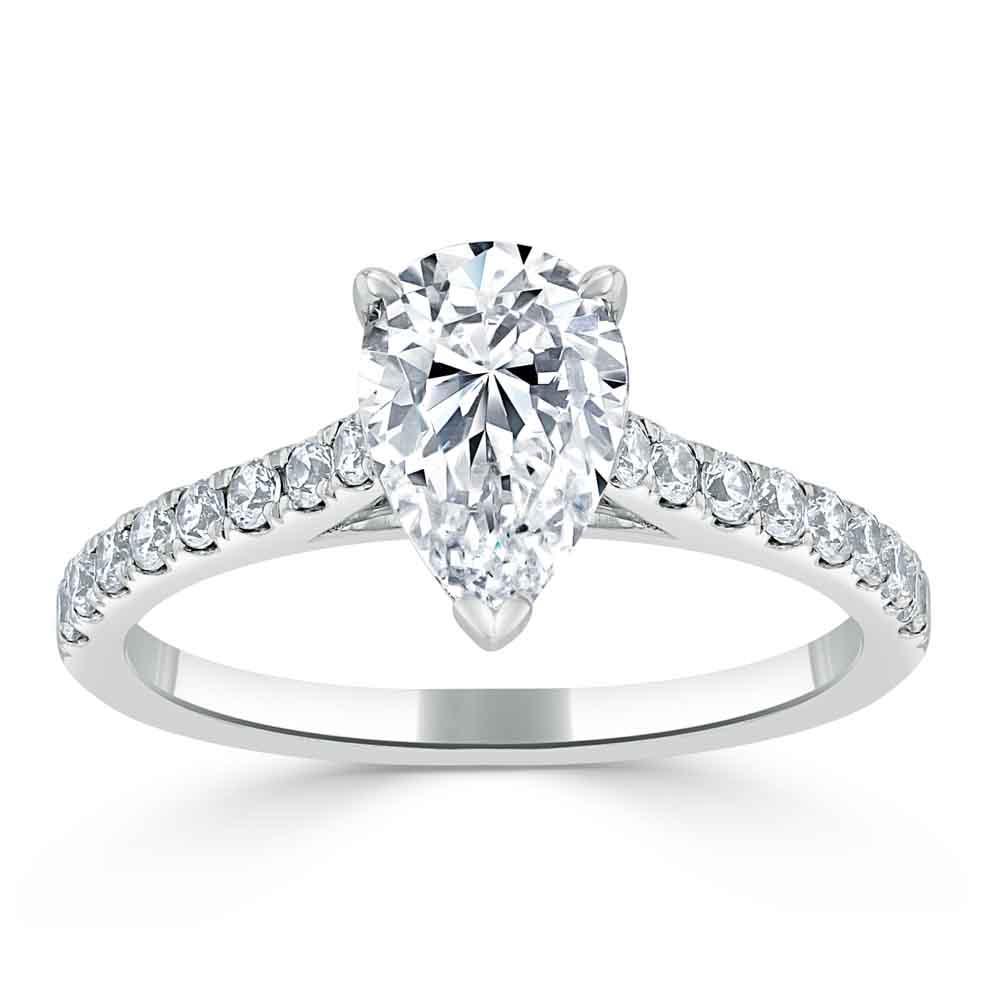 Pear Cut Lab Diamond Engagement Ring, Classic Style