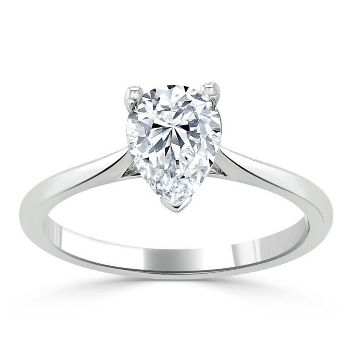 Pear Cut Lab Diamond Engagement Ring, Classic Style