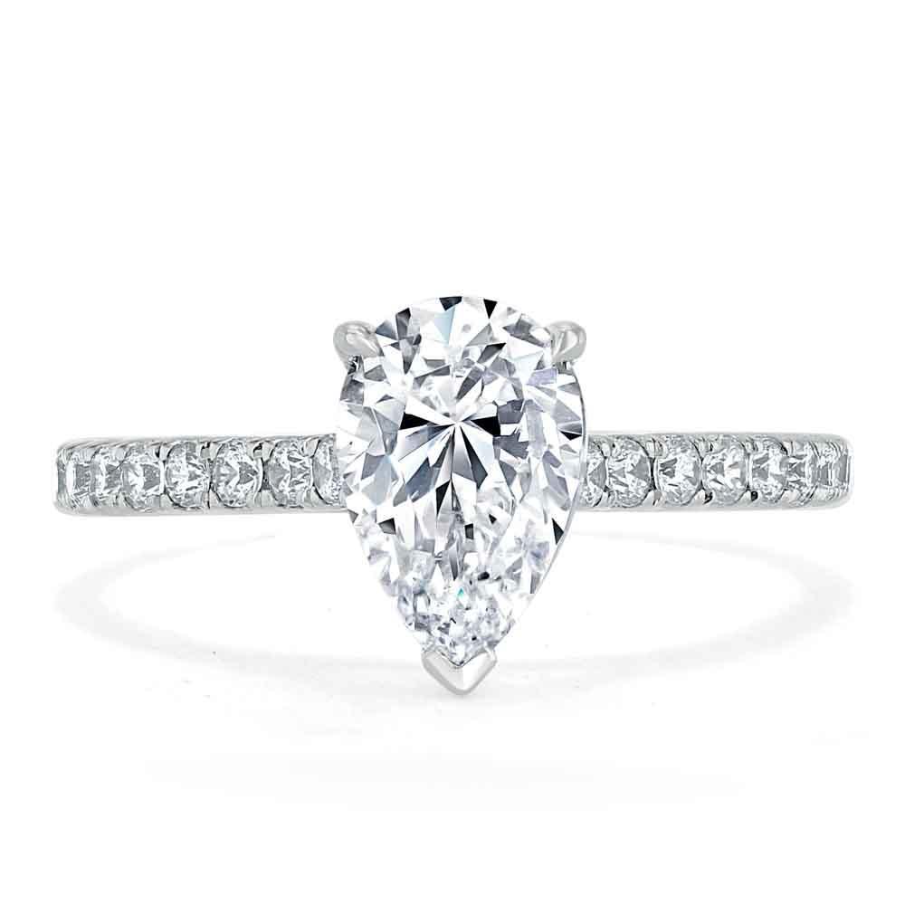 Pear Cut Lab Diamond Engagement Ring, Classic Style