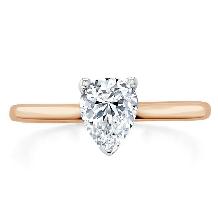Pear Cut Lab Diamond Engagement Ring, Classic Style