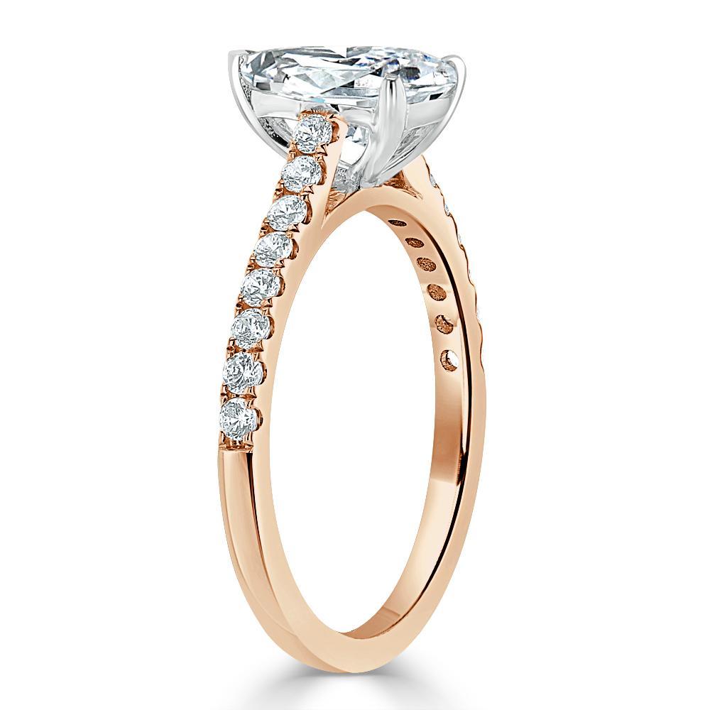 Pear Cut Lab Diamond Engagement Ring, Classic Style