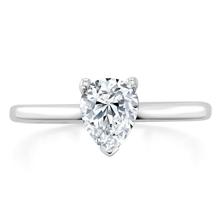 Pear Cut Lab Diamond Engagement Ring, Classic Style