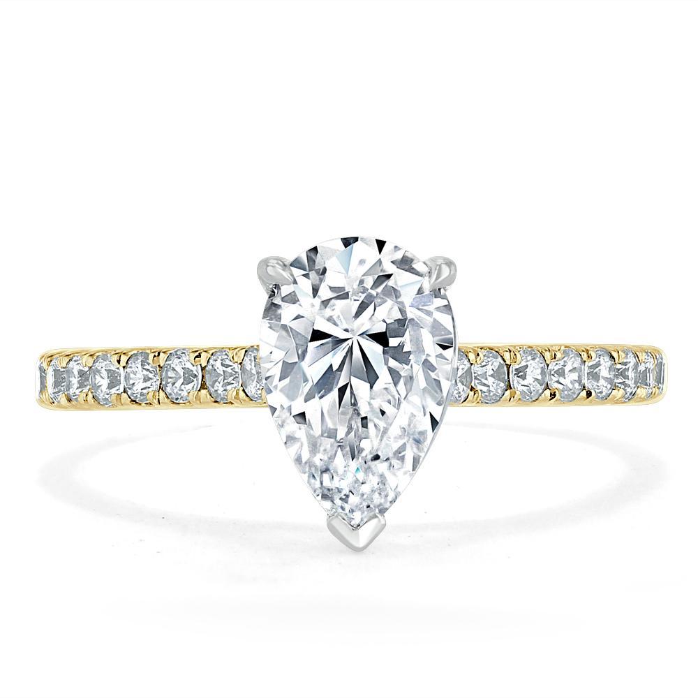Pear Cut Lab Diamond Engagement Ring, Classic Style