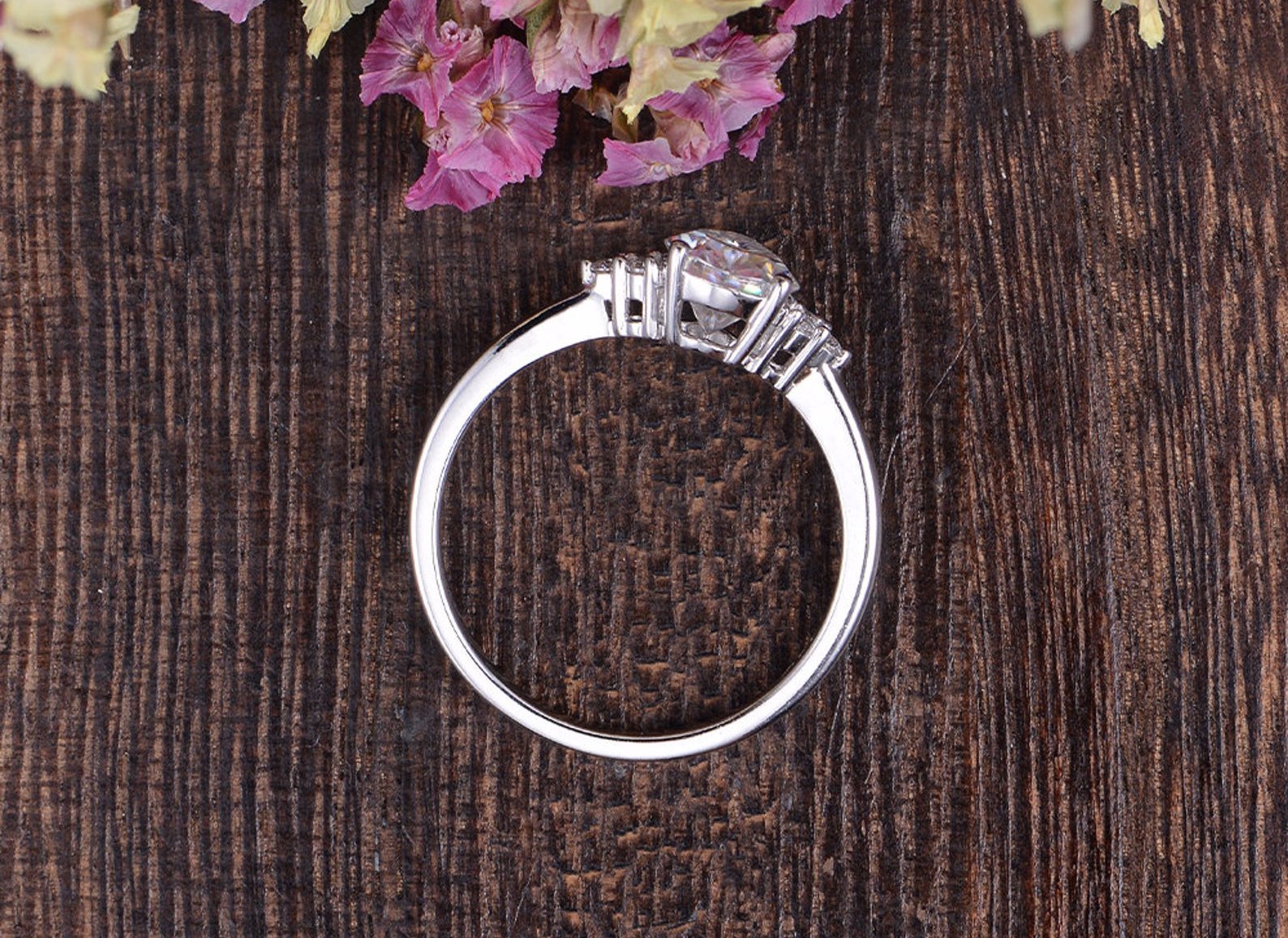 Pear Cut Lab Diamond Engagement Ring, Edwardian Design