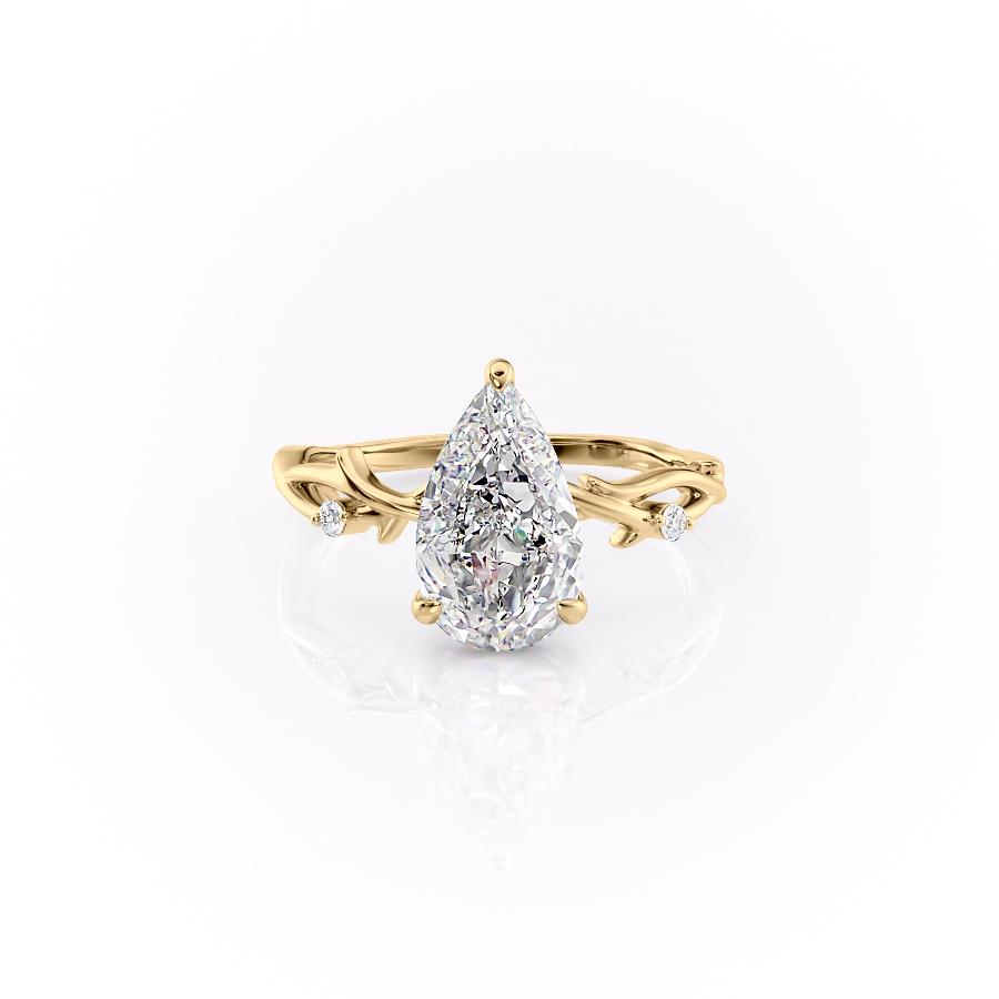 Pear Cut Lab Diamond Engagement Ring, Twig Design