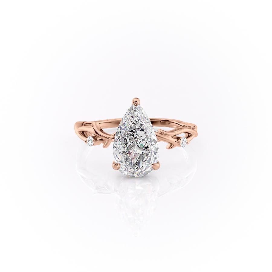 Pear Cut Lab Diamond Engagement Ring, Twig Design