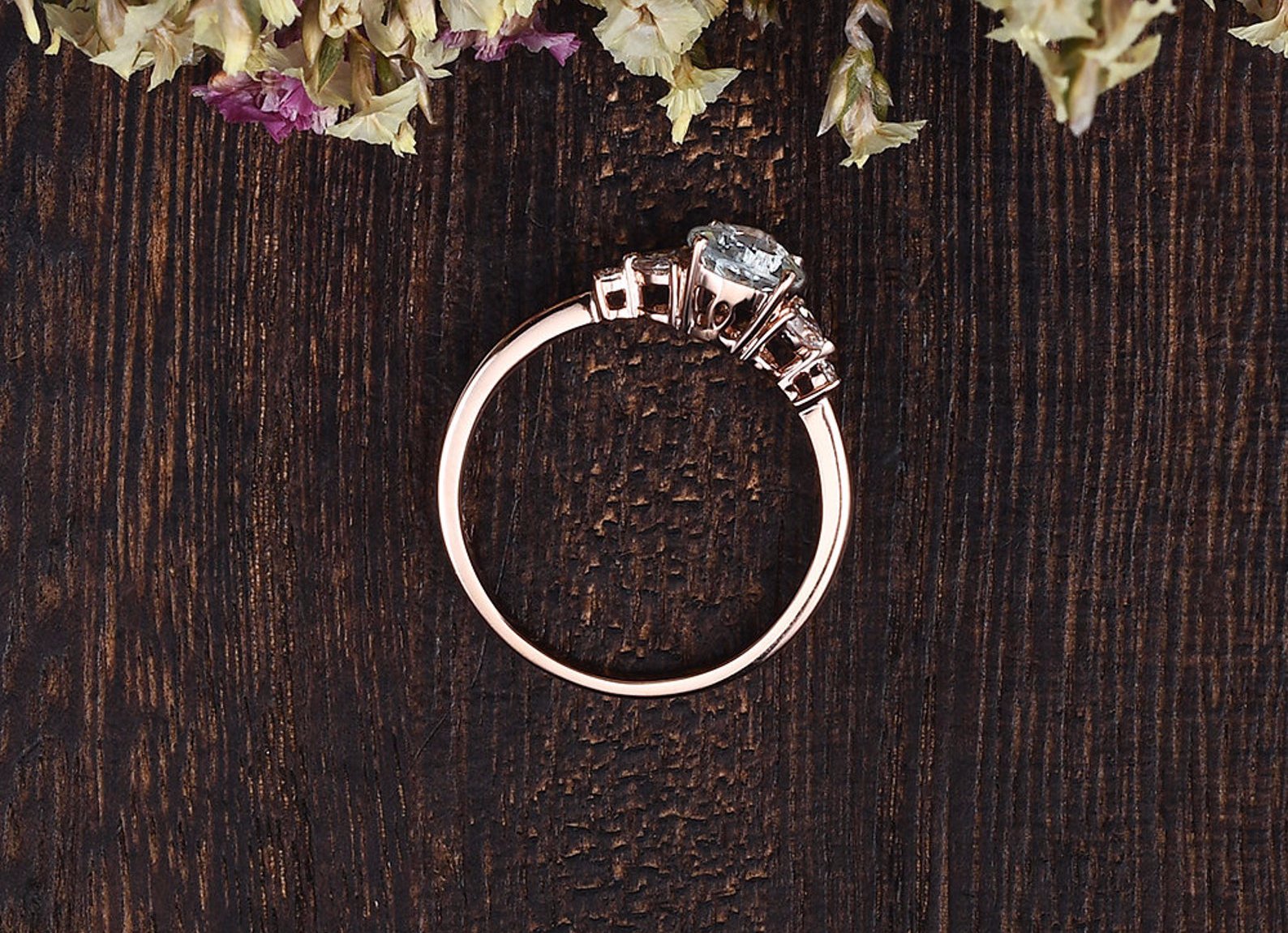 Pear Cut Lab Diamond Engagement Ring, Vintage Design