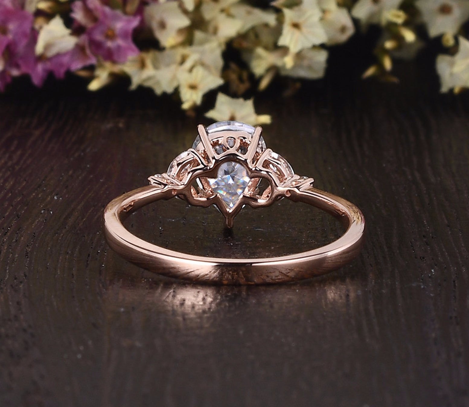 Pear Cut Lab Diamond Engagement Ring, Vintage Design