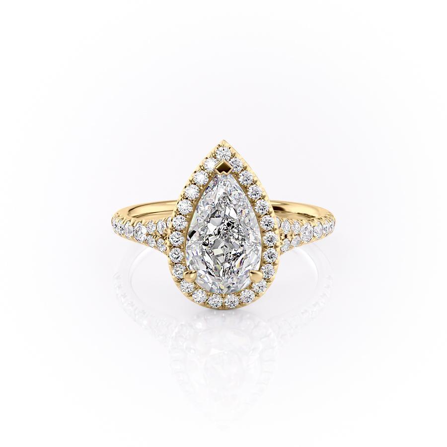 Pear Cut Lab Diamond Engagement Ring With Halo