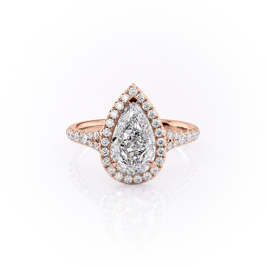Pear Cut Lab Diamond Engagement Ring With Halo