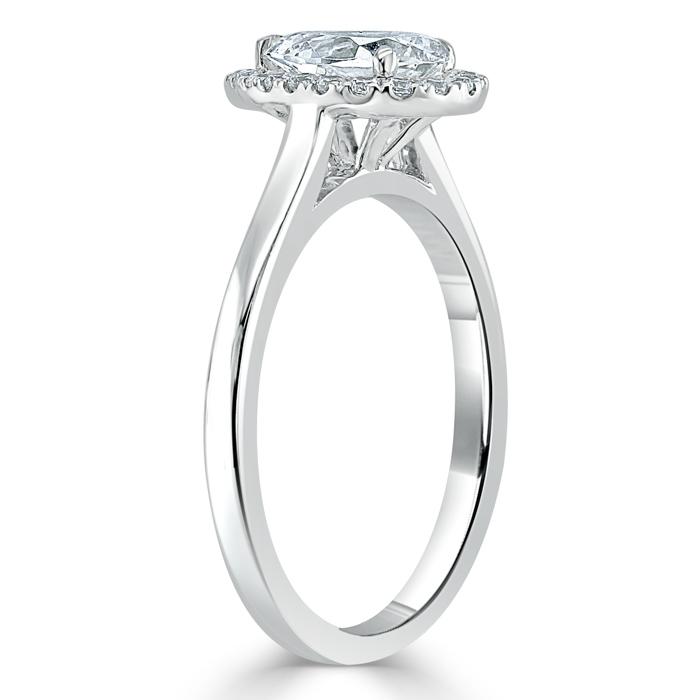 Pear Cut Lab Diamond Halo Engagement Ring
