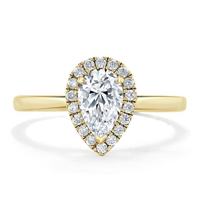 Pear Cut Lab Diamond Halo Engagement Ring