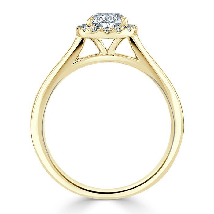 Pear Cut Lab Diamond Halo Engagement Ring