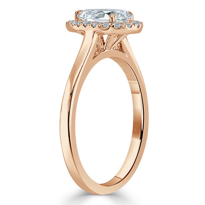 Pear Cut Lab Diamond Halo Engagement Ring