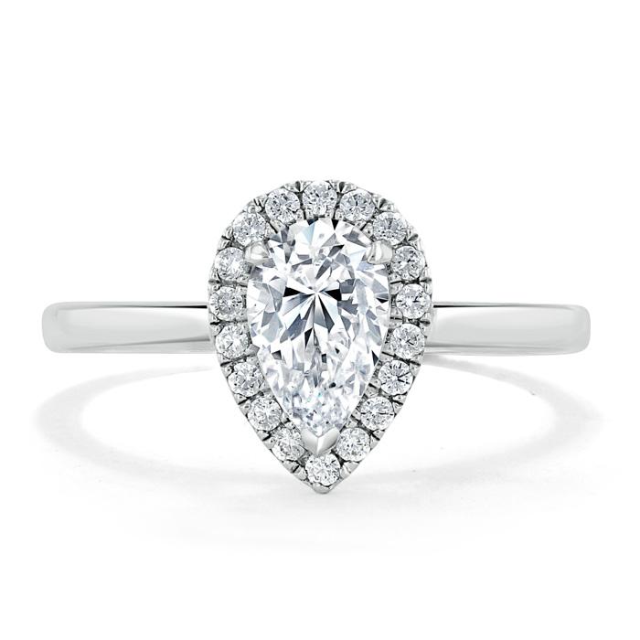 Pear Cut Lab Diamond Halo Engagement Ring