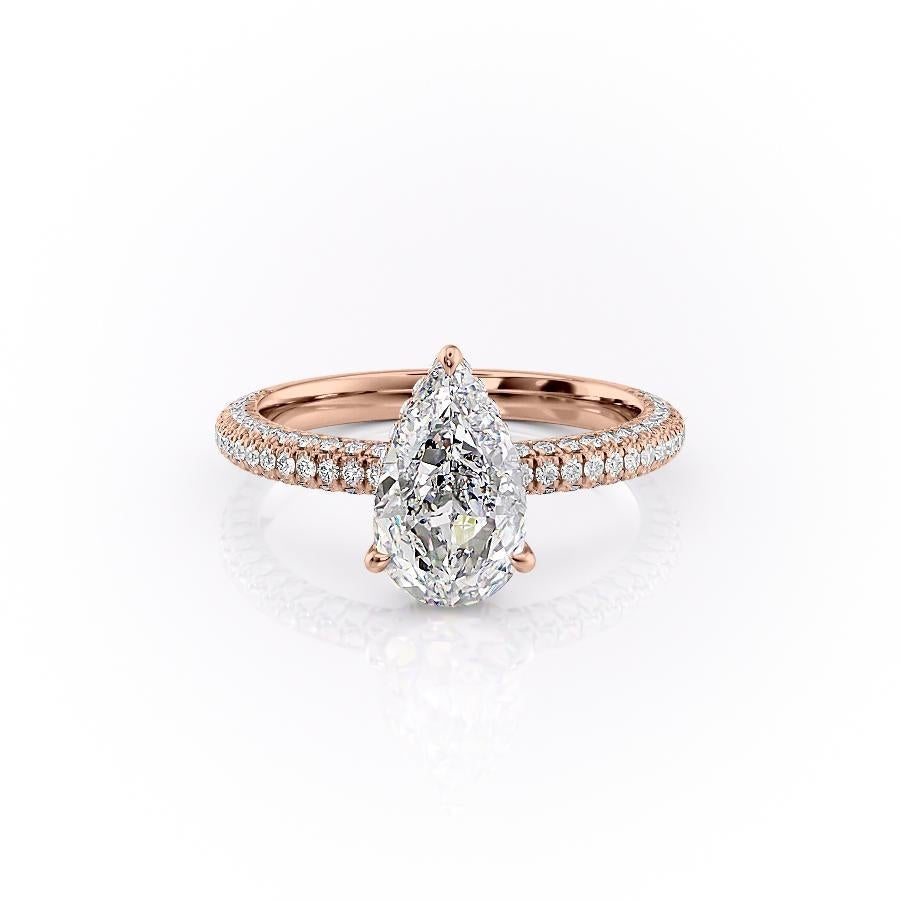 Pear Cut Lab Diamond Pavé Set Shoulders With Hidden Halo