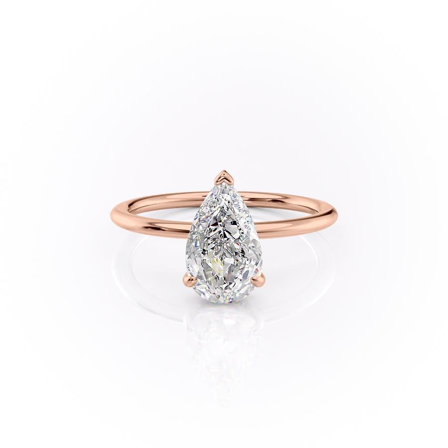 Pear Cut Lab Diamond Ring With Hidden Halo