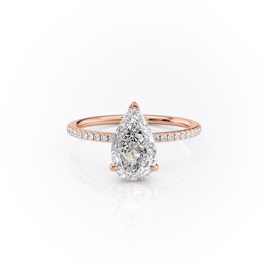 Pear Cut Lab Diamond Ring With Hidden Halo