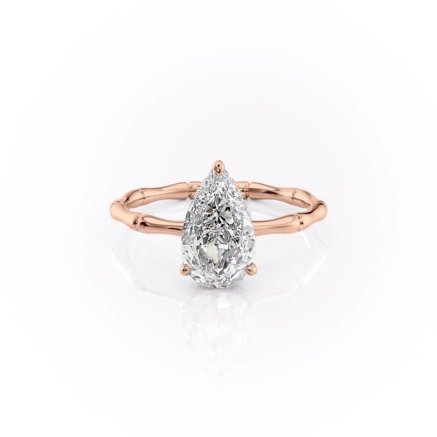 Pear Cut Lab Diamond Ring With Hidden Halo