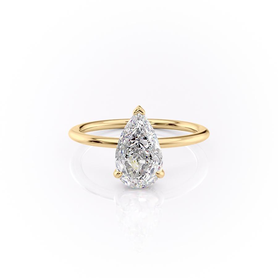 Pear Cut Lab Diamond Ring With Hidden Halo