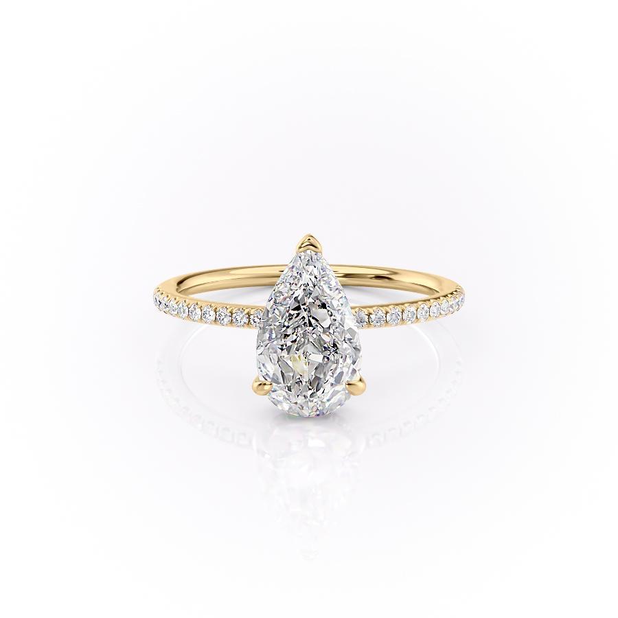 Pear Cut Lab Diamond Ring With Hidden Halo