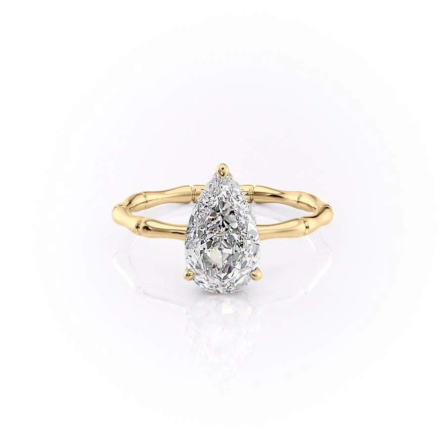 Pear Cut Lab Diamond Ring With Hidden Halo
