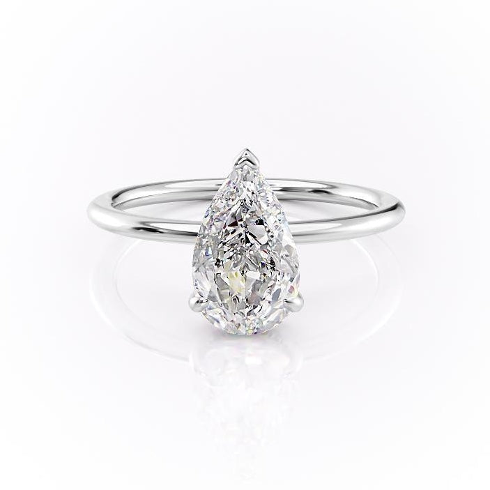 Pear Cut Lab Diamond Ring With Hidden Halo