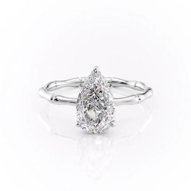 Pear Cut Lab Diamond Ring With Hidden Halo