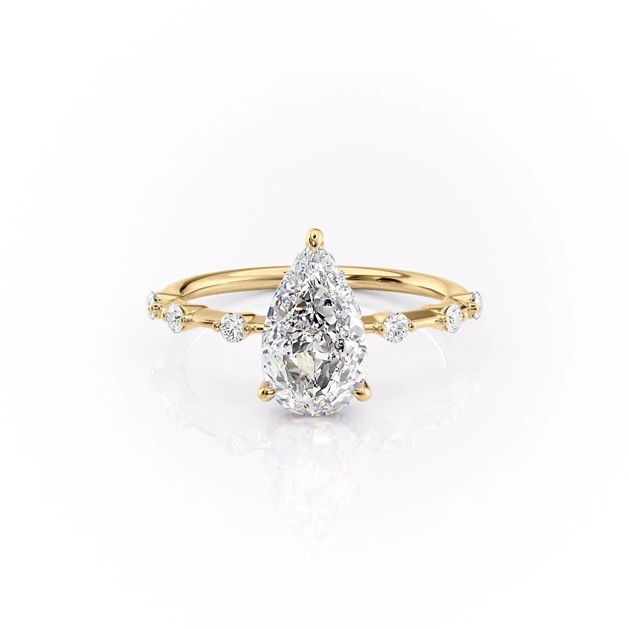 Pear Cut Lab Diamond With Stone Set Shoulders