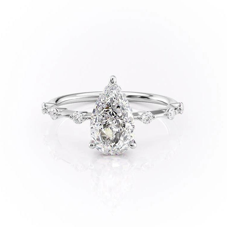 Pear Cut Lab Diamond With Stone Set Shoulders