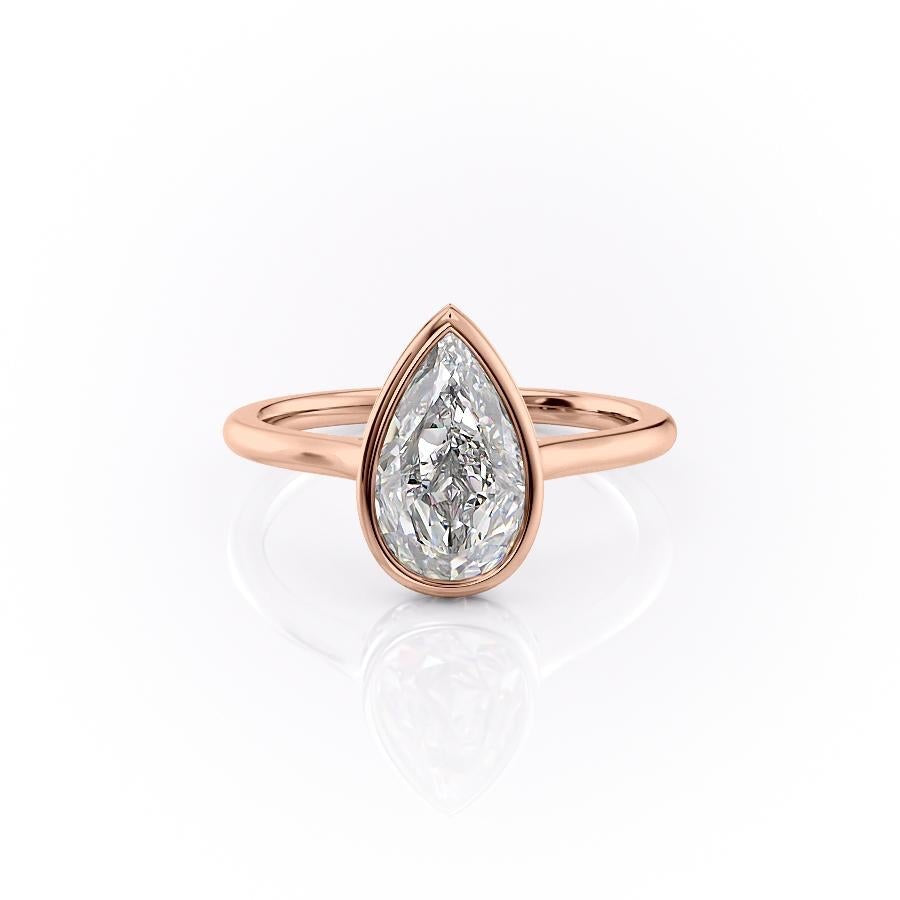 Pear Cut Rubover Lab Diamond With Hidden Halo