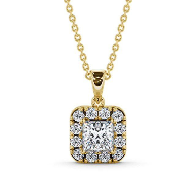 Princess Cut Classic Halo Pendant