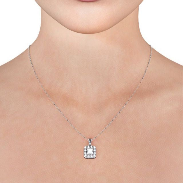 Princess Cut Classic Halo Pendant