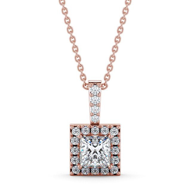 Princess Cut Classic Halo Pendant