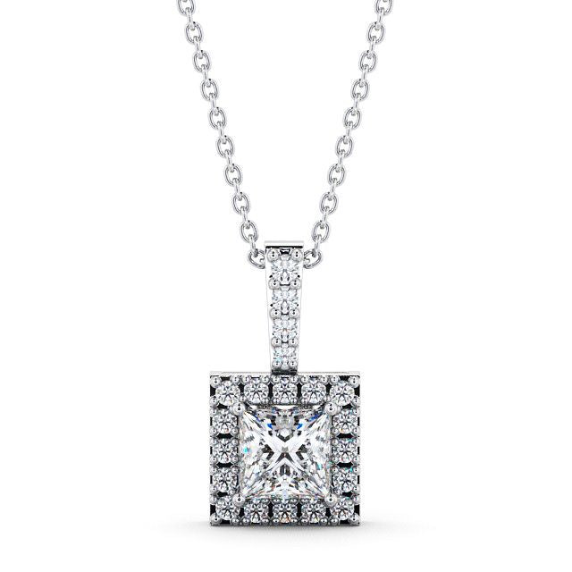 Princess Cut Classic Halo Pendant