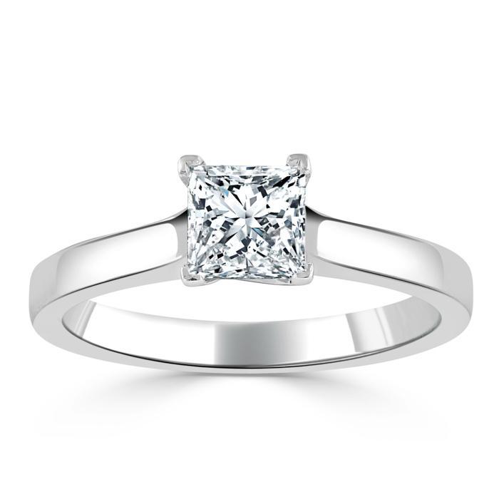 Princess Cut Lab Diamond Engagement Ring, Classic Style