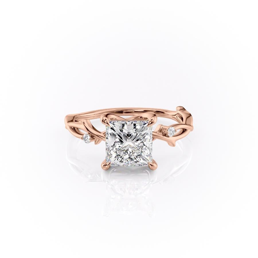 Princess Cut Lab Diamond Engagement Ring, Twig Design