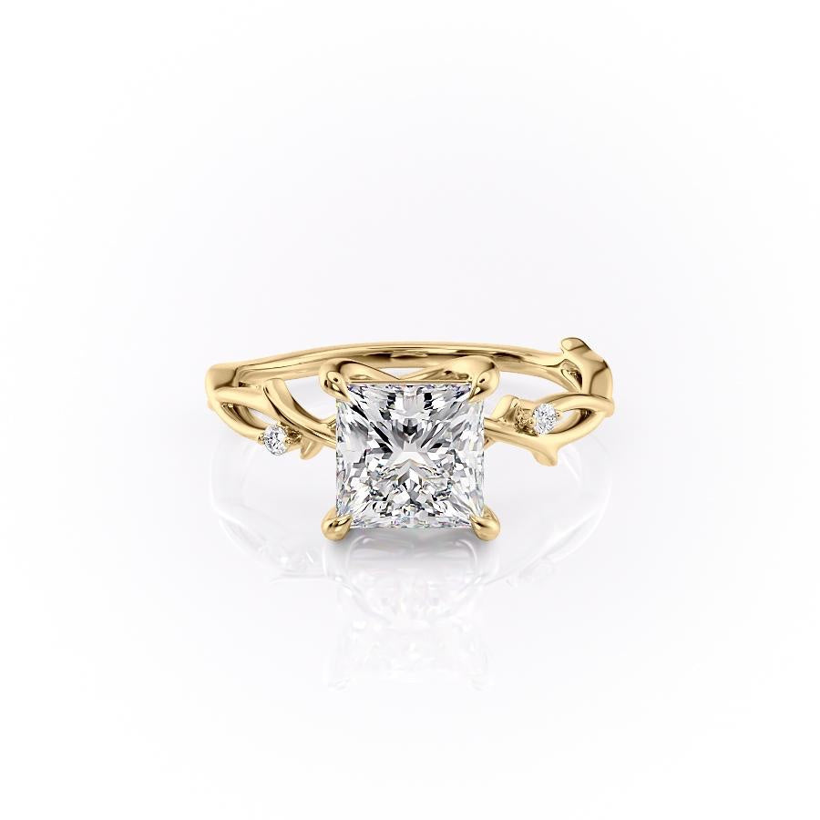 Princess Cut Lab Diamond Engagement Ring, Twig Design