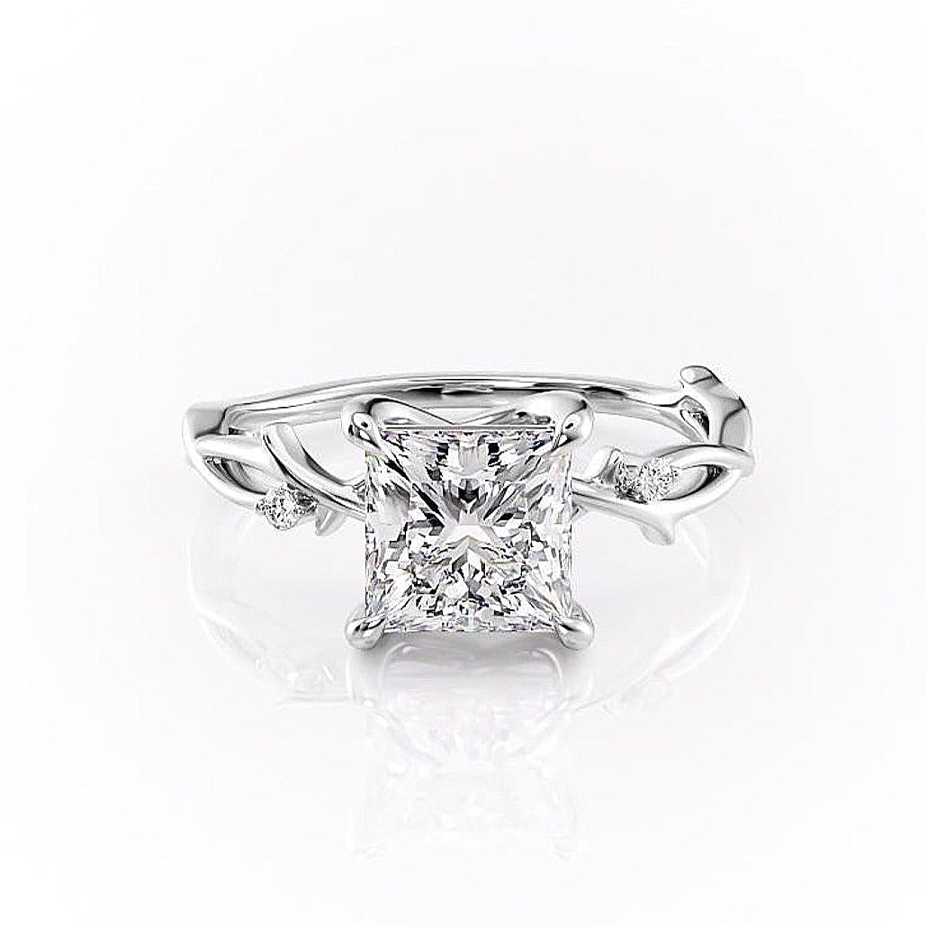 Princess Cut Lab Diamond Engagement Ring, Twig Design