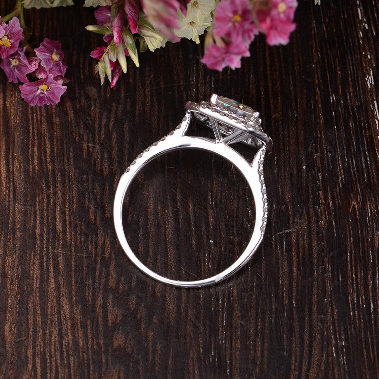 Princess Cut Lab Diamond Engagement Ring, Vintage Design