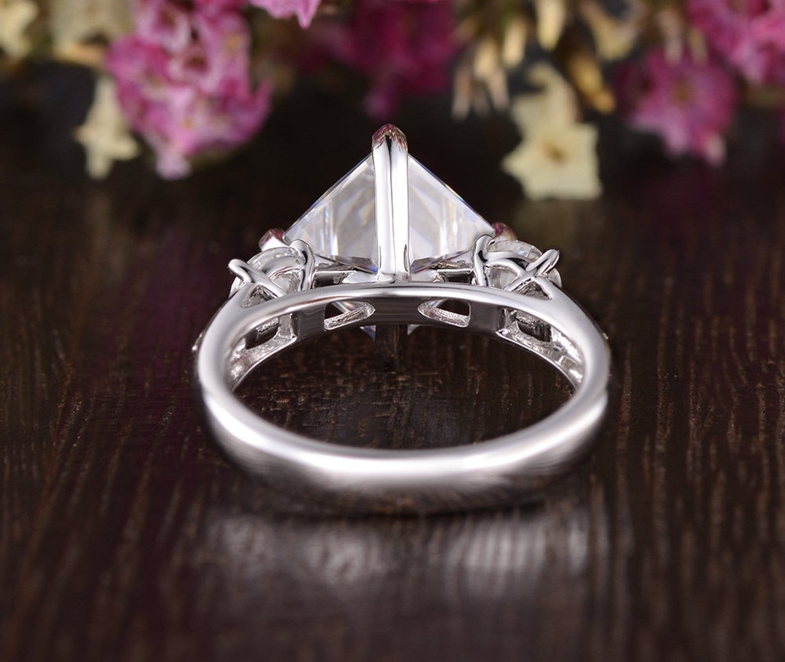 Princess Cut Lab Diamond Engagement Ring, Vintage Design
