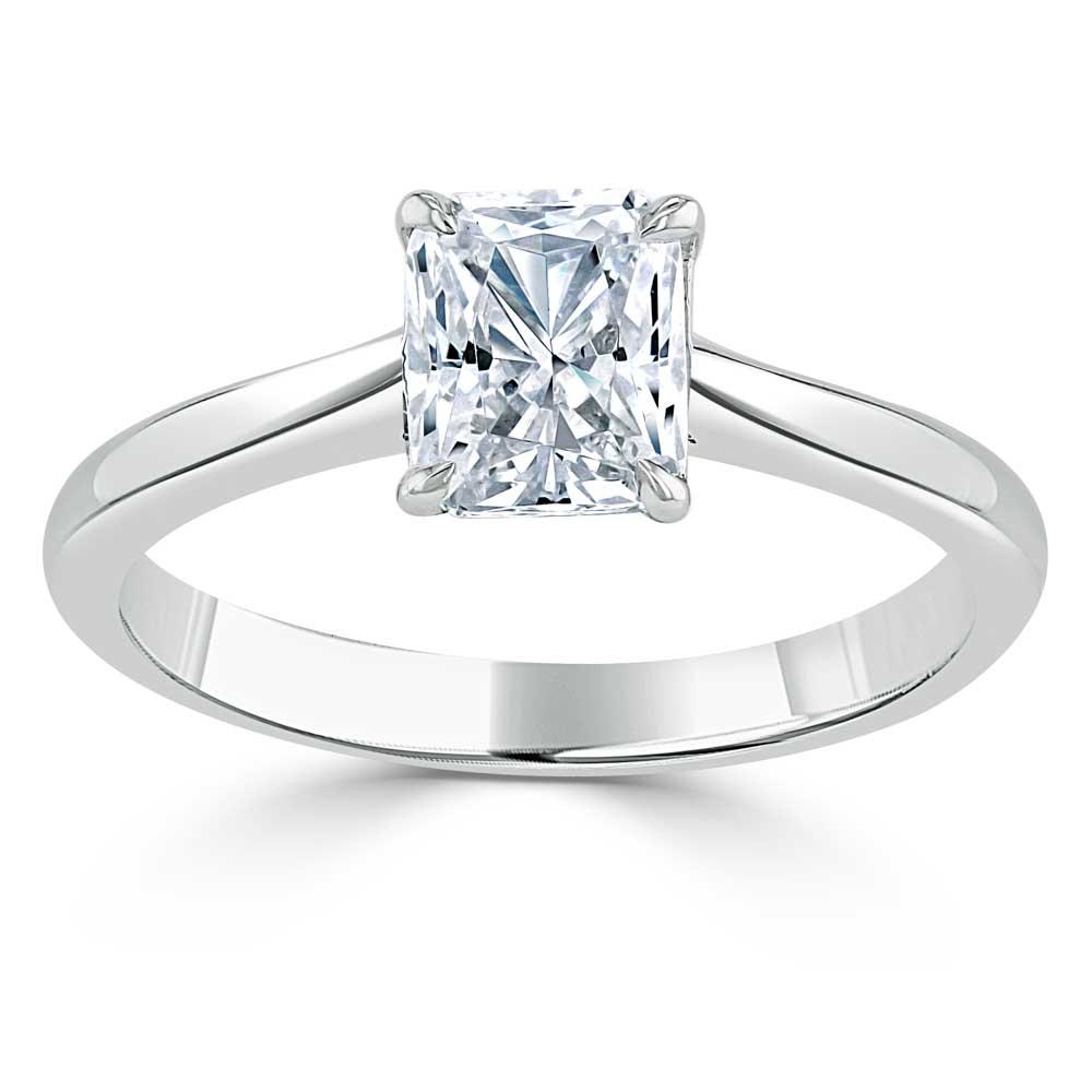 Radiant Cut Lab Diamond Engagement Ring, Classic Style