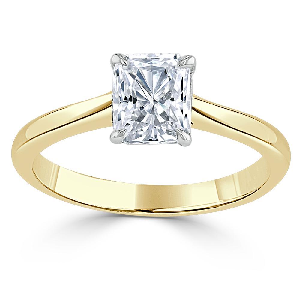 Radiant Cut Lab Diamond Engagement Ring, Classic Style