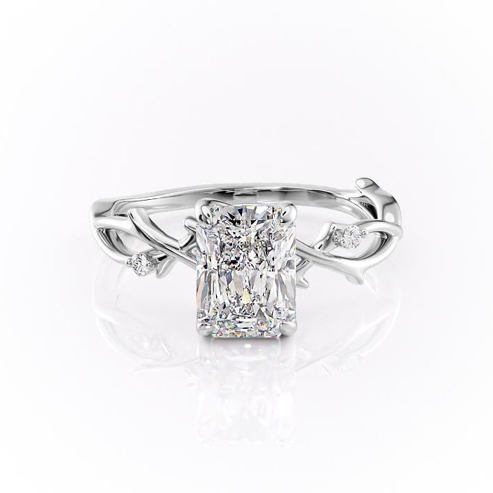 Radiant Cut Lab Diamond Engagement Ring, Twig Design