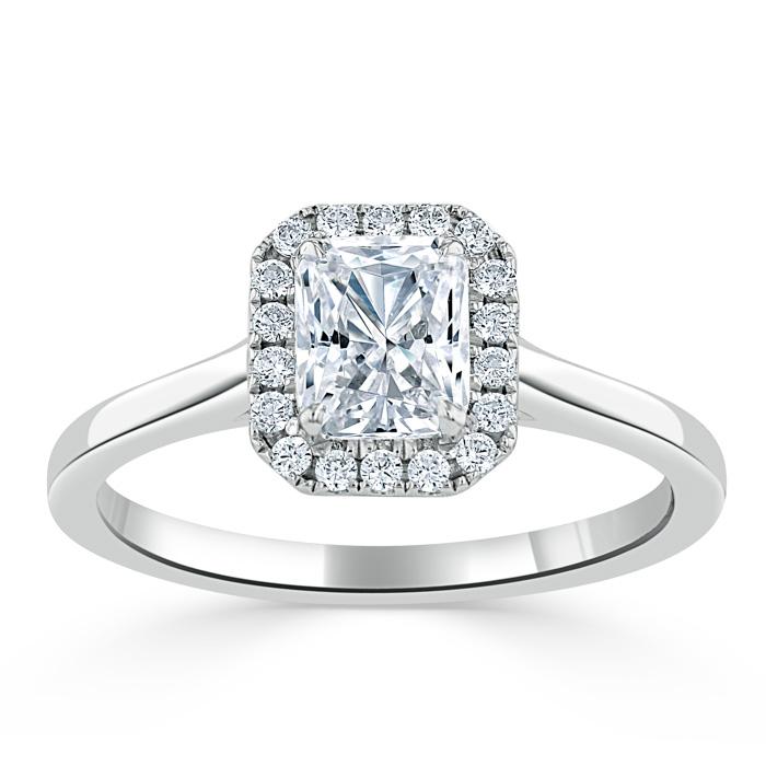 Radiant Cut Lab Diamond Halo Engagement Ring