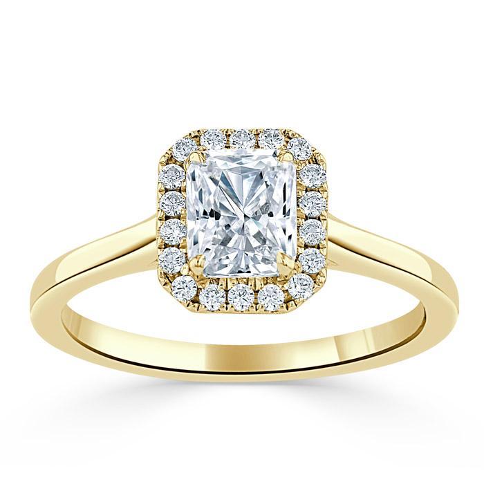 Radiant Cut Lab Diamond Halo Engagement Ring