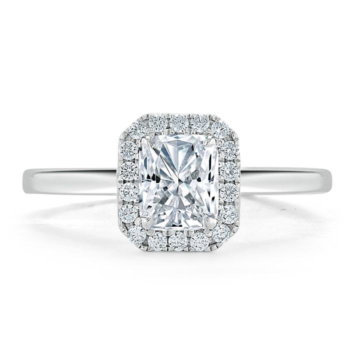 Radiant Cut Lab Diamond Halo Engagement Ring