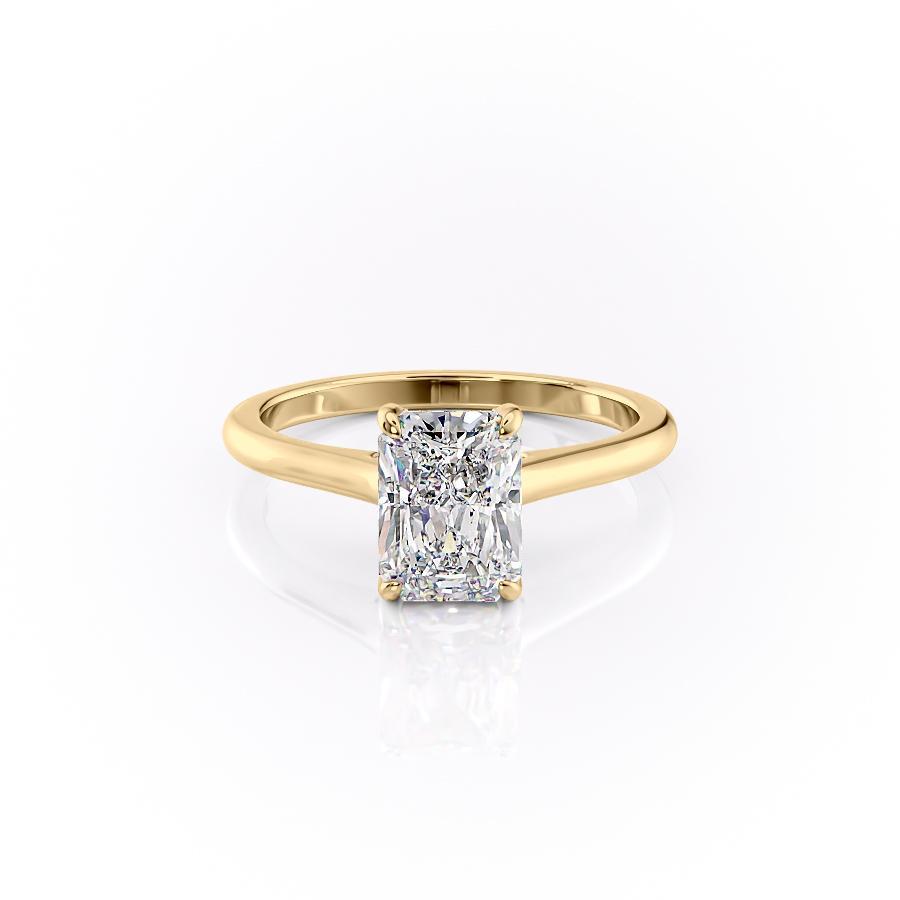 Radiant Cut Lab Diamond Ring, Hidden Halo