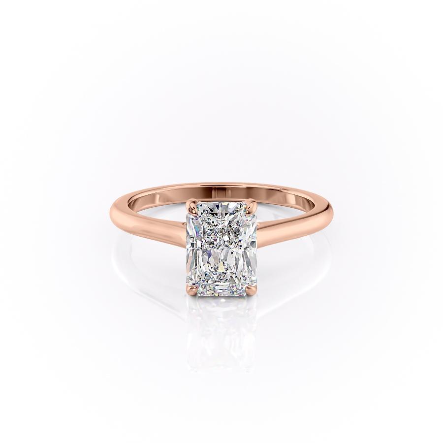 Radiant Cut Lab Diamond Ring, Hidden Halo